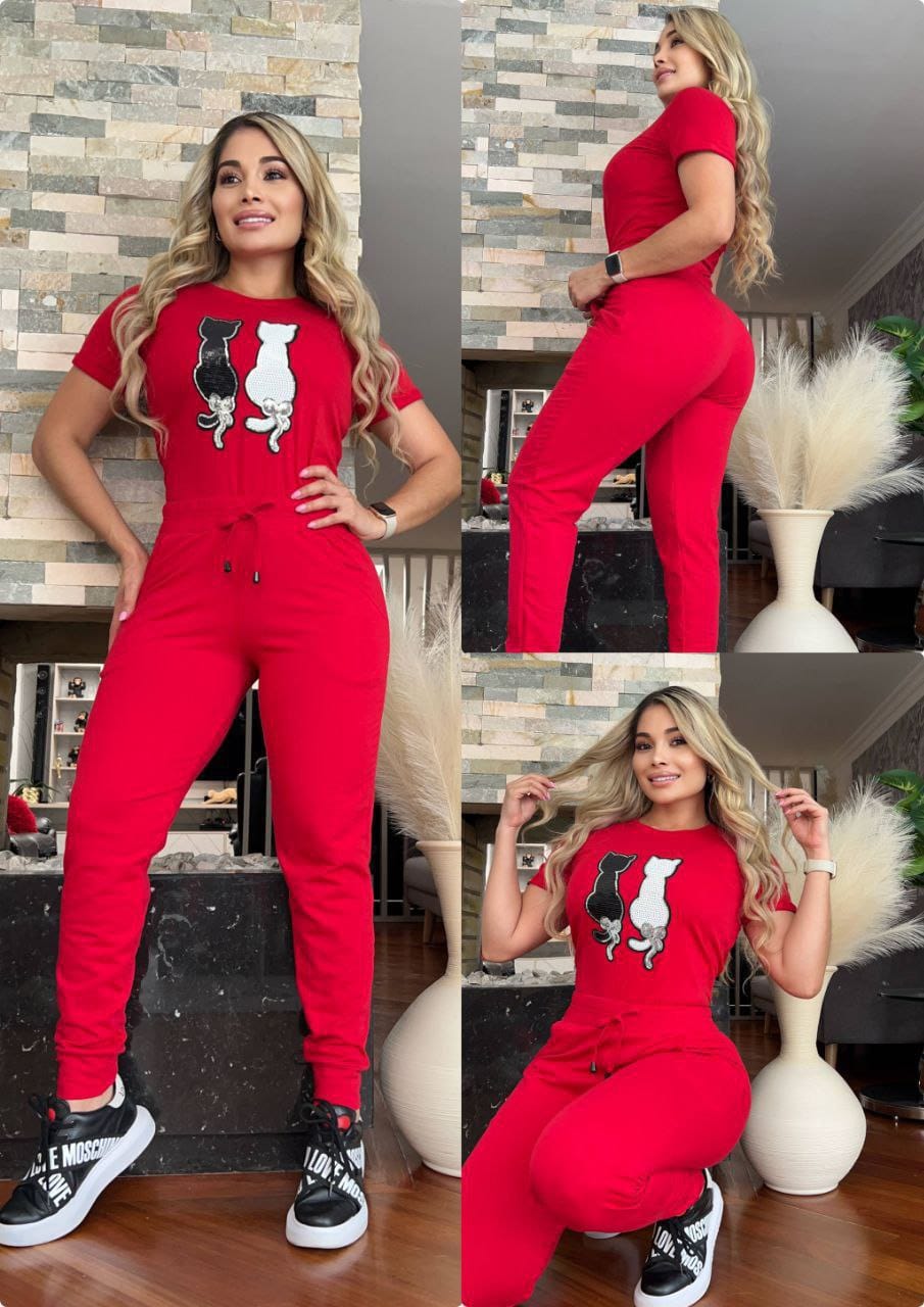 Conjunto 2 Piezas - Camiseta Algodón Licrado y Jogger en Burda Ref: 500