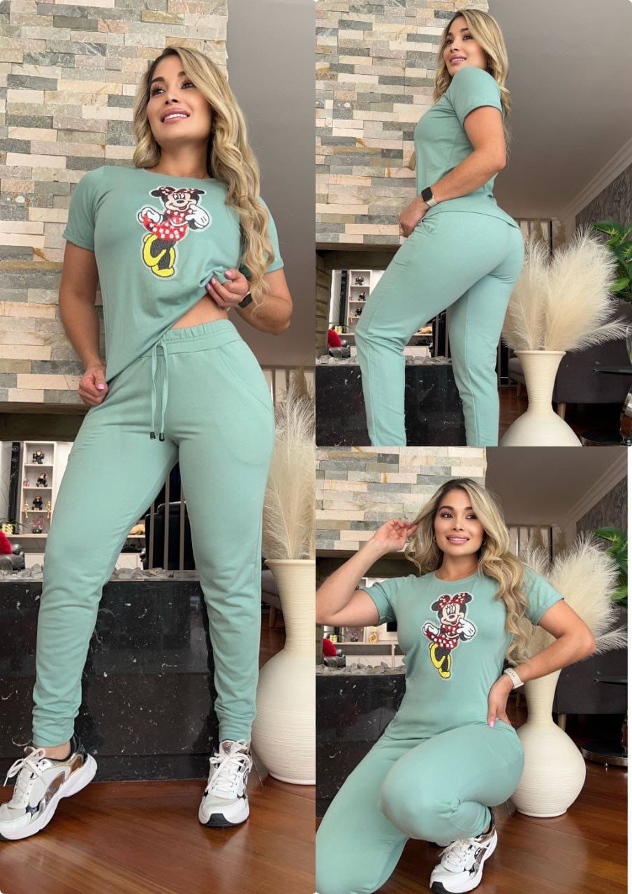 Conjunto 2 Piezas - Camiseta Algodón Licrado y Jogger en Burda Ref: 500