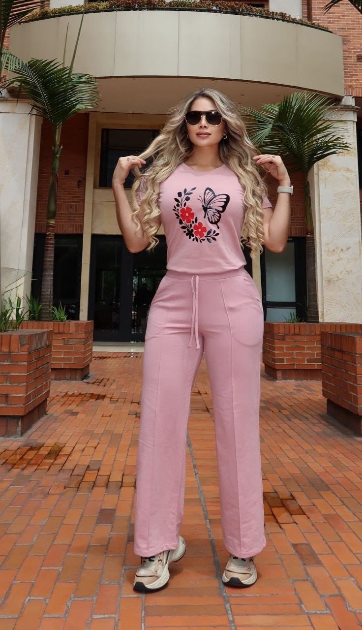 Conjunto 2 Piezas - Pantalón en Burda y Camiseta en Algodón Ref: 10-02