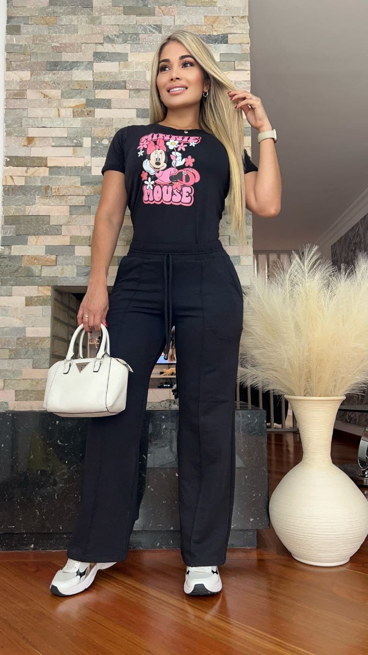 Conjunto 2 Piezas - Pantalón en Burda y Blusa Algodón Licrado Ref: 400