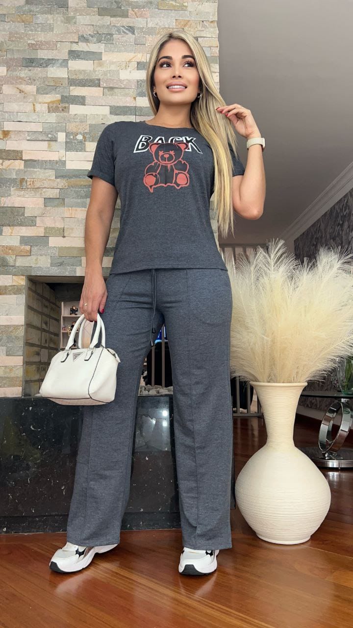 Conjunto 2 Piezas - Pantalón en Burda y Blusa Algodón Licrado Ref: 450