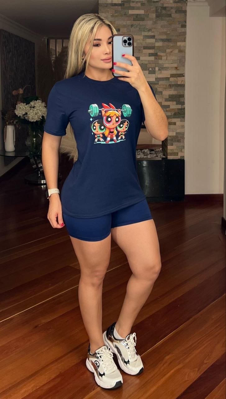 Conjunto 2 Piezas - Shorts en Licra y Blusa Algodón Licrado Ref: 480