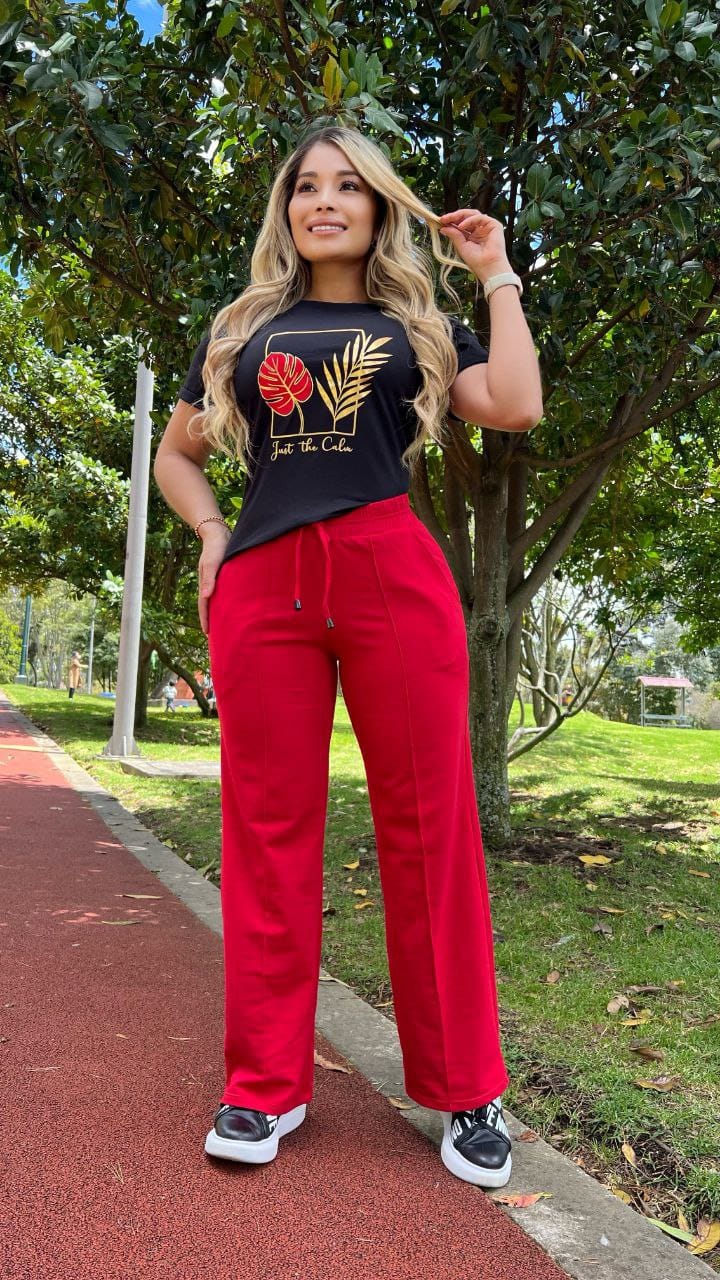 Conjunto 2 Piezas - Pantalón en Burda y Camiseta en Algodón Ref: 10-01