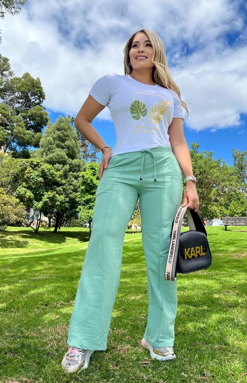 Conjunto 2 Piezas - Pantalón en Burda y Camiseta en Algodón Ref: 10-01