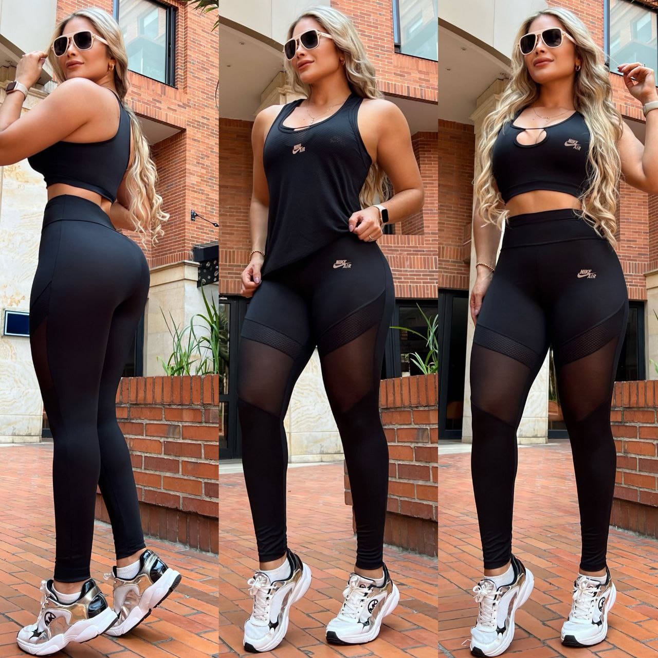 Conjunto 3 Piezas - Leggings, Top en Licra Nylon y Esqueleto Capri Ref: 1038