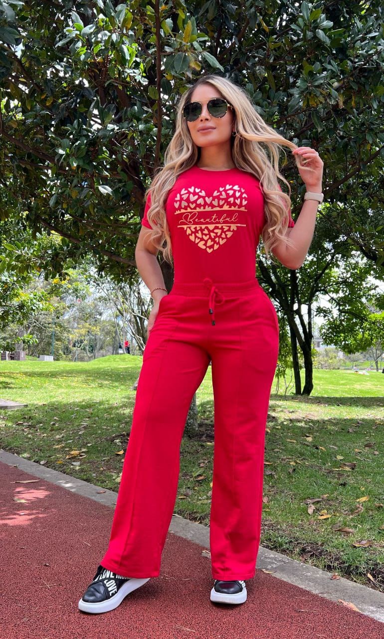 Conjunto 2 Piezas – Pantalón en Burda y Camiseta en Algodón Ref: 10-04