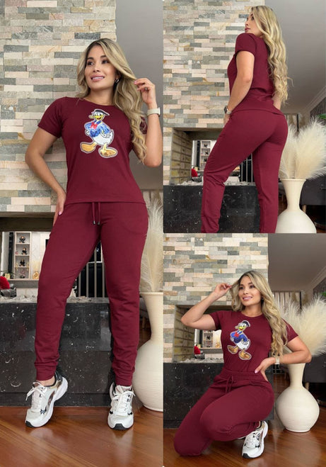 Conjunto 2 Piezas - Camiseta Algodón Licrado y Jogger en Burda Ref: 500