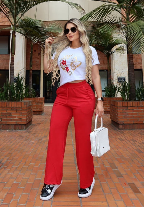 Conjunto 2 Piezas – Pantalón en Burda y Camiseta en Algodón Ref: 10-04
