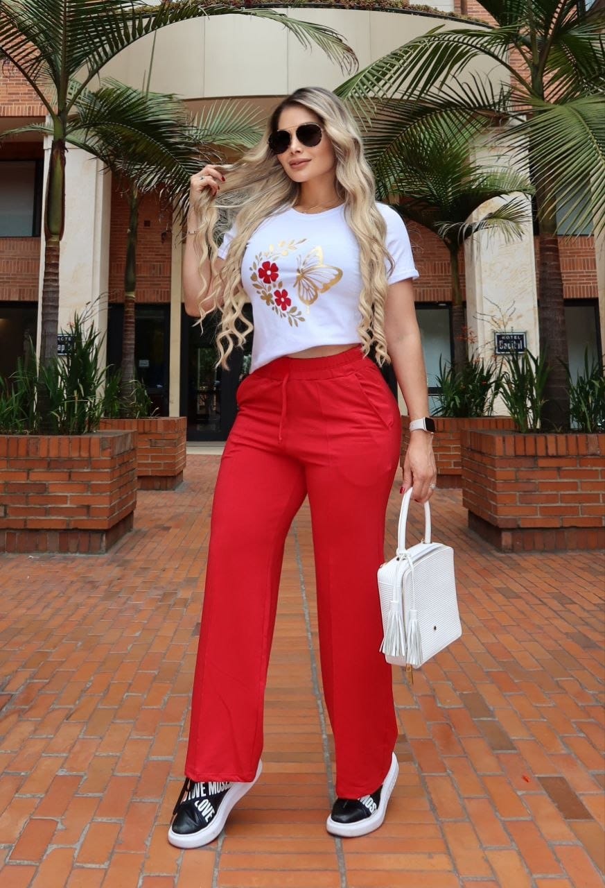 Conjunto 2 Piezas – Pantalón en Burda y Camiseta en Algodón Ref: 10-04