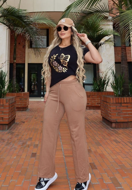 Conjunto 2 Piezas – Pantalón en Burda y Camiseta en Algodón Ref: 10-04