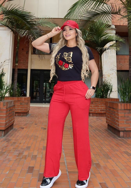 Conjunto 2 Piezas – Pantalón en Burda y Camiseta en Algodón Ref: 10-04