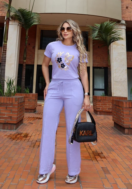 Conjunto 2 Piezas - Pantalón en Burda y Camiseta en Algodón Ref: 10-02