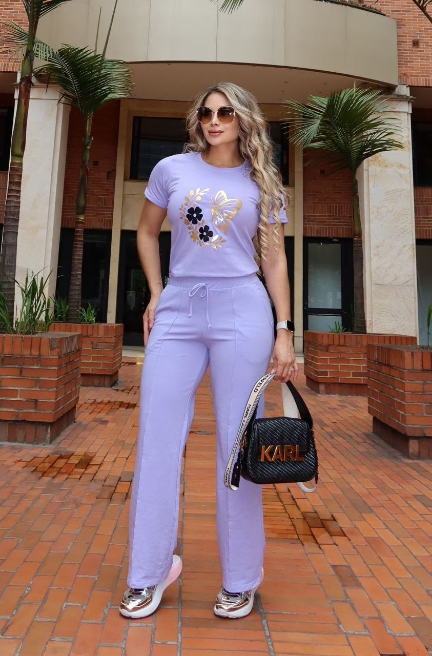 Conjunto 2 Piezas - Pantalón en Burda y Camiseta en Algodón Ref: 10-02