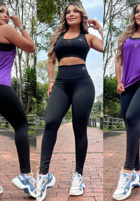 Conjunto 3 Piezas - Leggins y Top en Licra Suplex - Esqueleto en Tela Capriti Ref: 1080