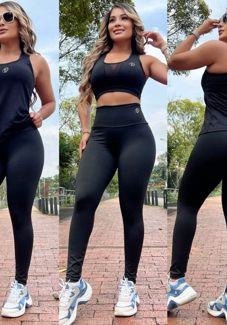 Conjunto 3 Piezas - Leggins y Top en Licra Suplex - Esqueleto en Tela Capriti Ref: 1080
