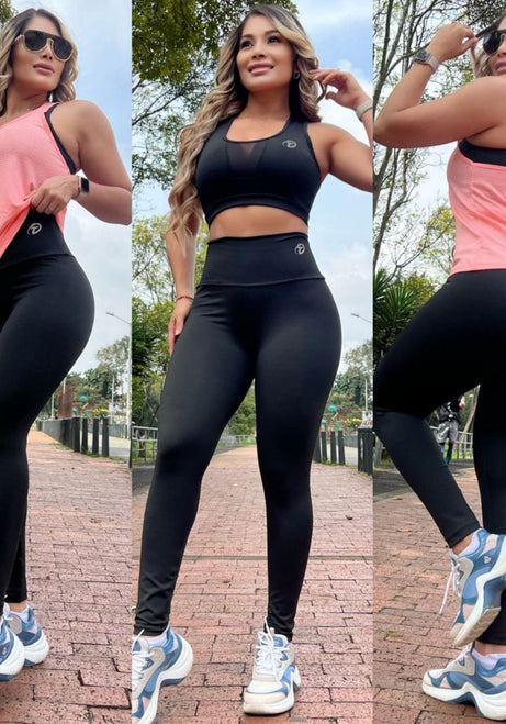 Conjunto 3 Piezas - Leggins y Top en Licra Suplex - Esqueleto en Tela Capriti Ref: 1080