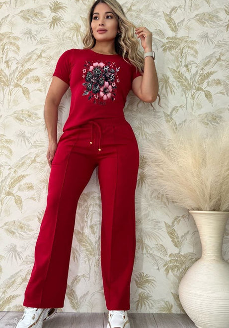 Conjunto 2 Piezas - Pantalón en Burda y Blusa Algodón Licrado Ref: 400