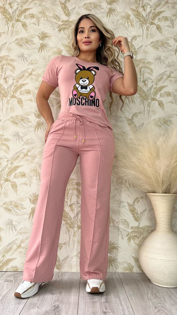 Conjunto 2 Piezas - Pantalón en Burda y Blusa Algodón Licrado Ref: 400