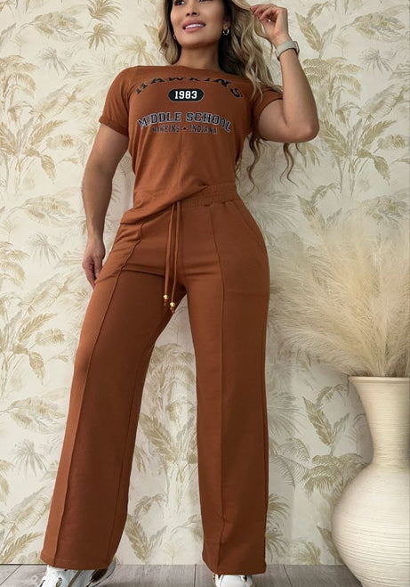 Conjunto 2 Piezas - Pantalón en Burda y Blusa Algodón Licrado Ref: 400