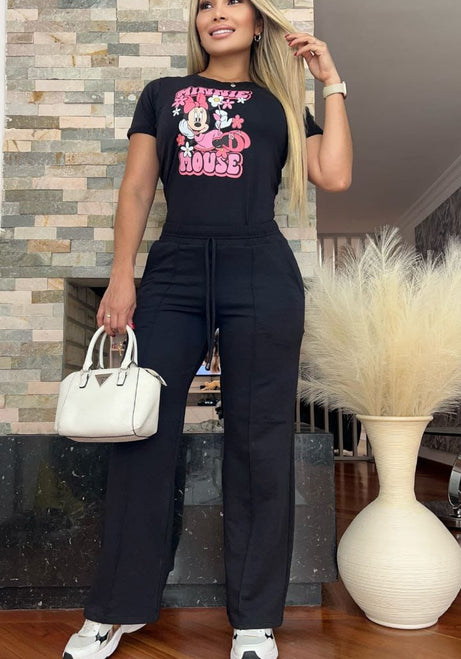 Conjunto 2 Piezas - Pantalón en Burda y Blusa Algodón Licrado Ref: 400