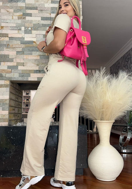 Conjunto 2 Piezas - Pantalón en Burda y Blusa Algodón Licrado Ref: 450