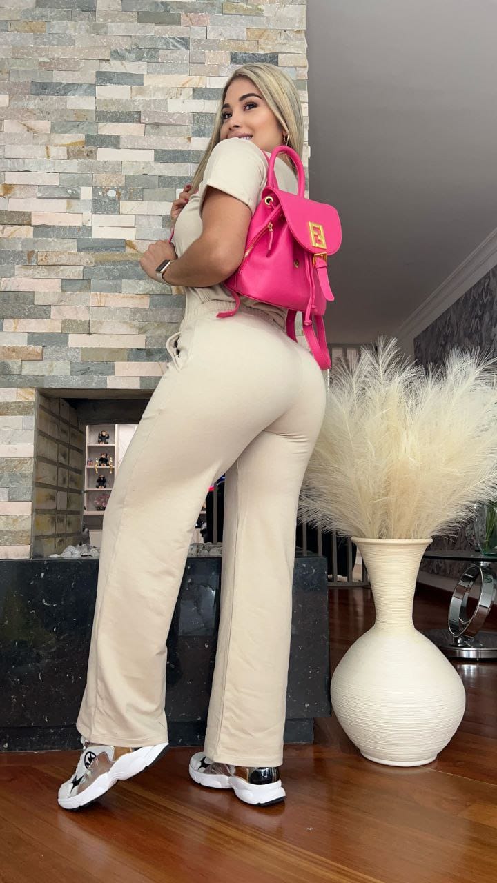 Conjunto 2 Piezas - Pantalón en Burda y Blusa Algodón Licrado Ref: 450