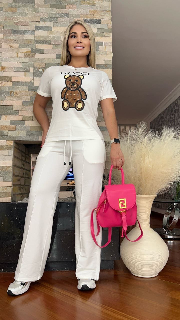 Conjunto 2 Piezas - Pantalón en Burda y Blusa Algodón Licrado Ref: 450