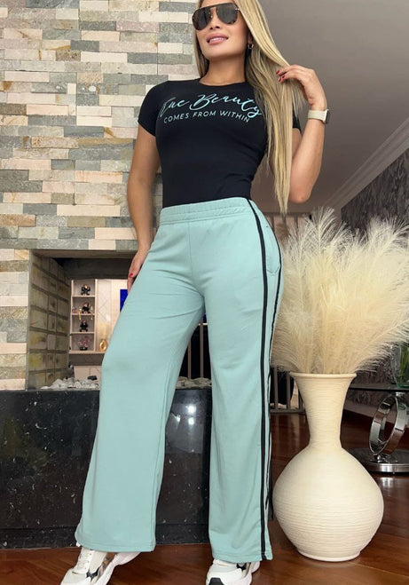 Conjunto 2 Piezas - Pantalón en Burda y Blusa en Algodón Licrado Ref: 600