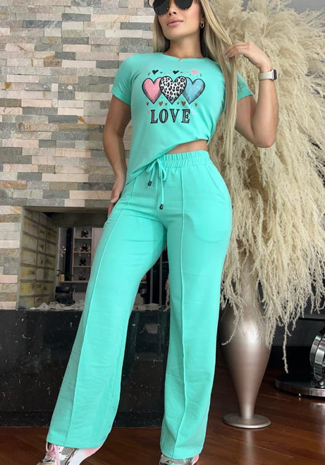 Conjunto 2 Piezas - Pantalón en Burda y Blusa Algodón Licrado Ref: 450