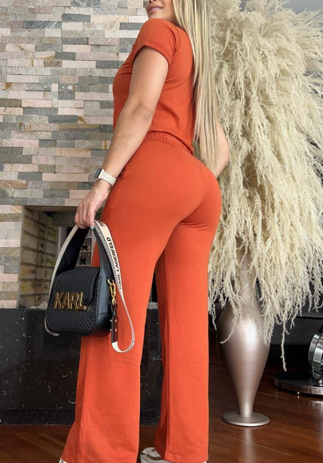 Conjunto 2 Piezas - Pantalón en Burda y Blusa Algodón Licrado Ref: 450