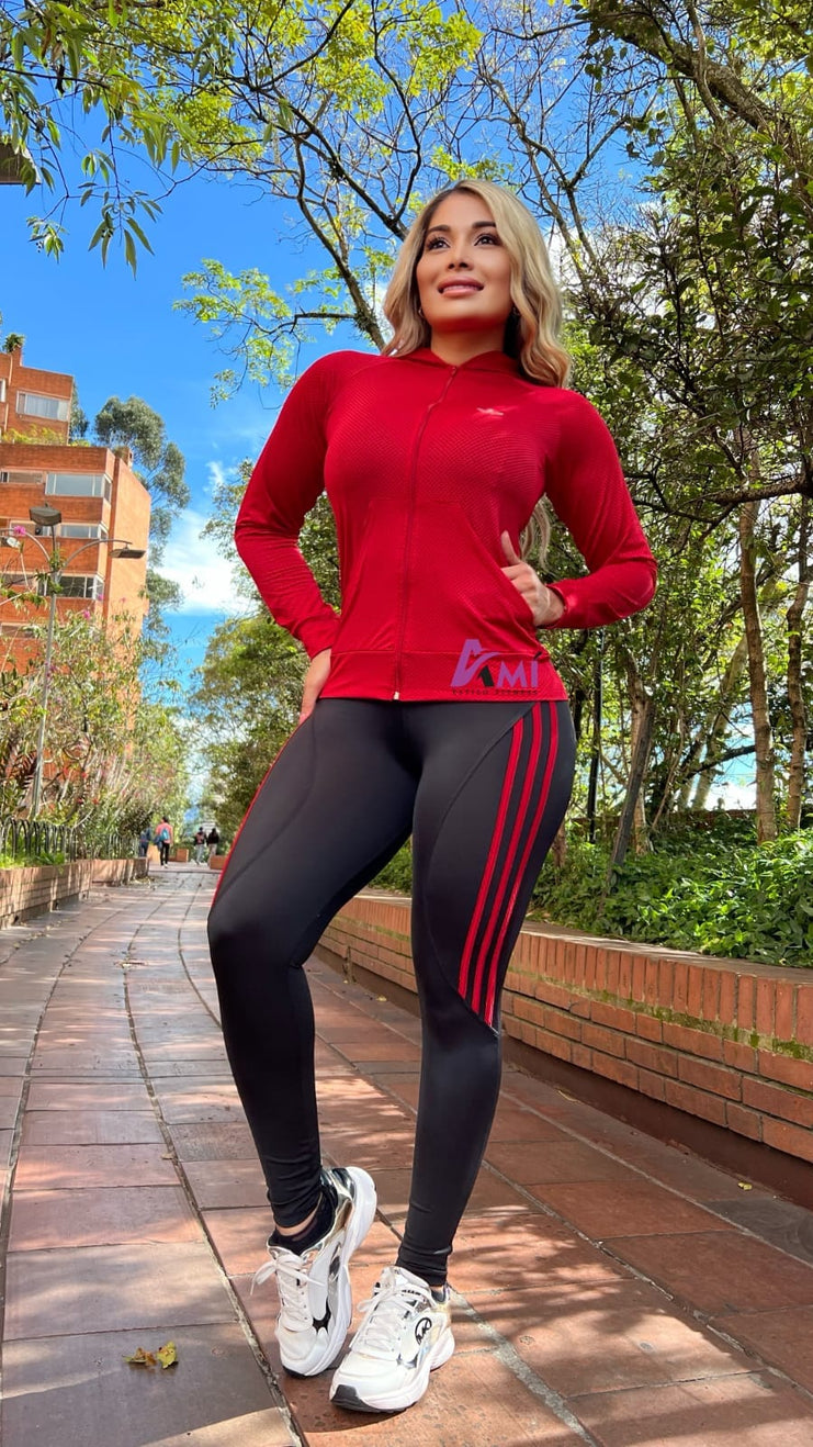 Conjunto 2 Piezas - Leggings en Licra Nylon y Chaqueta en Tela Capriti Ref: 10010