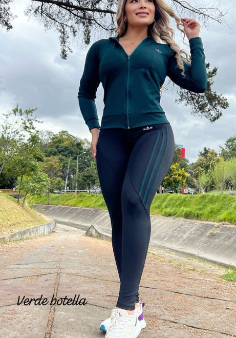 Conjunto 2 Piezas - Leggings en Licra Nylon y Chaqueta en Tela Capriti Ref: 10010