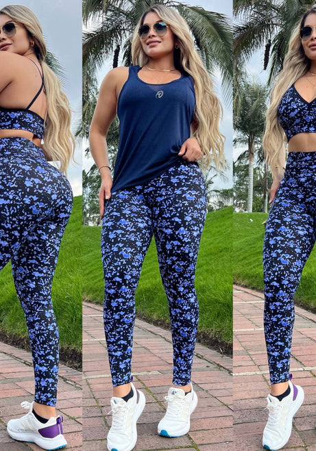 Conjunto 3 Piezas - Leggings, Top en Lycra Nylon y Esqueleto en Tela Capriti Ref: 5035