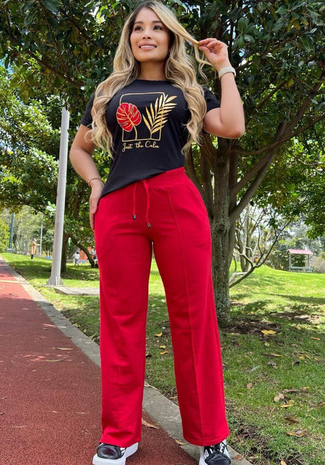 Conjunto 2 Piezas - Pantalón en Burda y Camiseta en Algodón Ref: 10-01