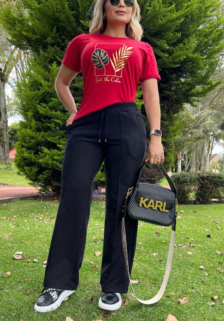 Conjunto 2 Piezas - Pantalón en Burda y Camiseta en Algodón Ref: 10-01