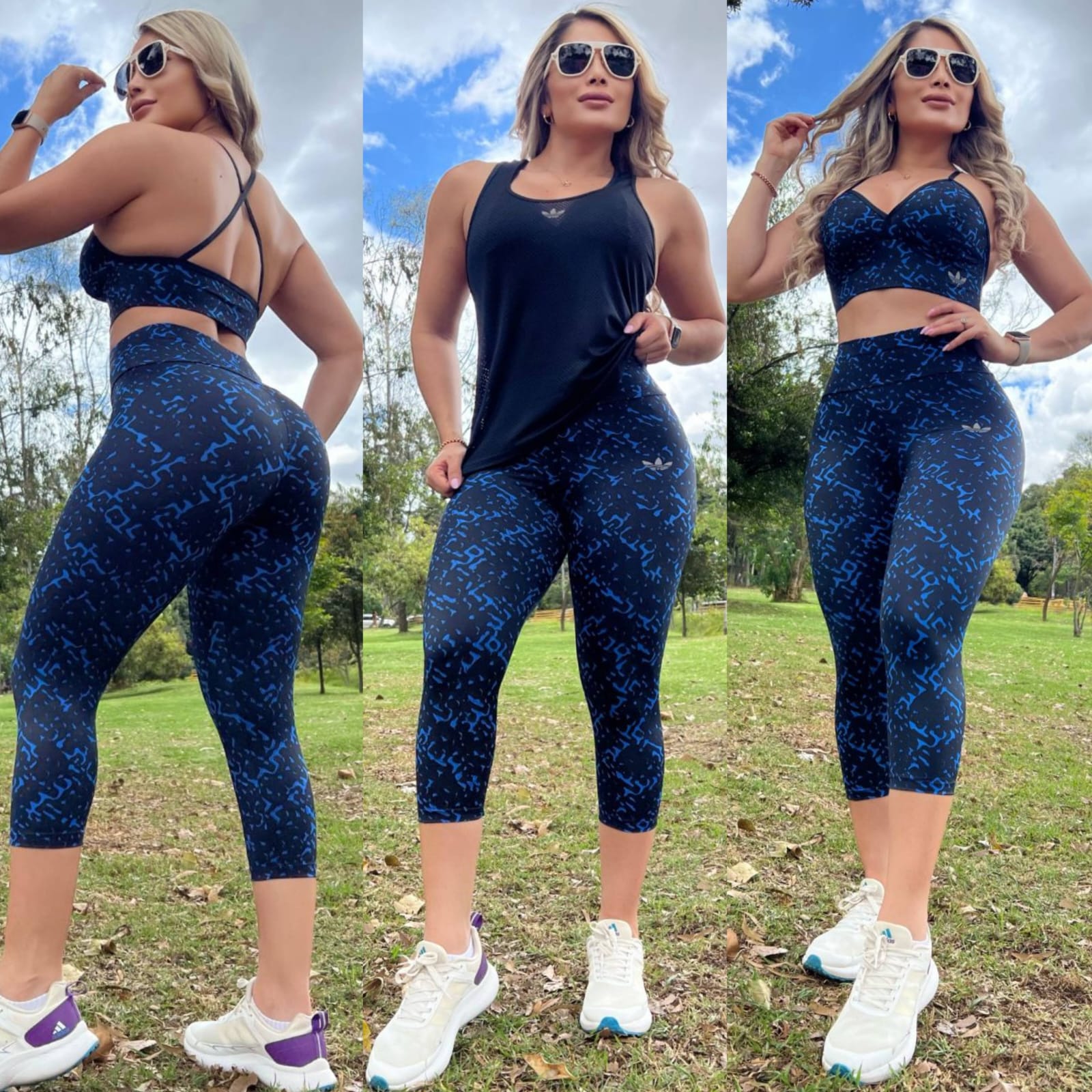 Conjunto 3 Piezas - Capri y Top Licra Nylons, Esqueleto Tela Capritti Ref: 3015