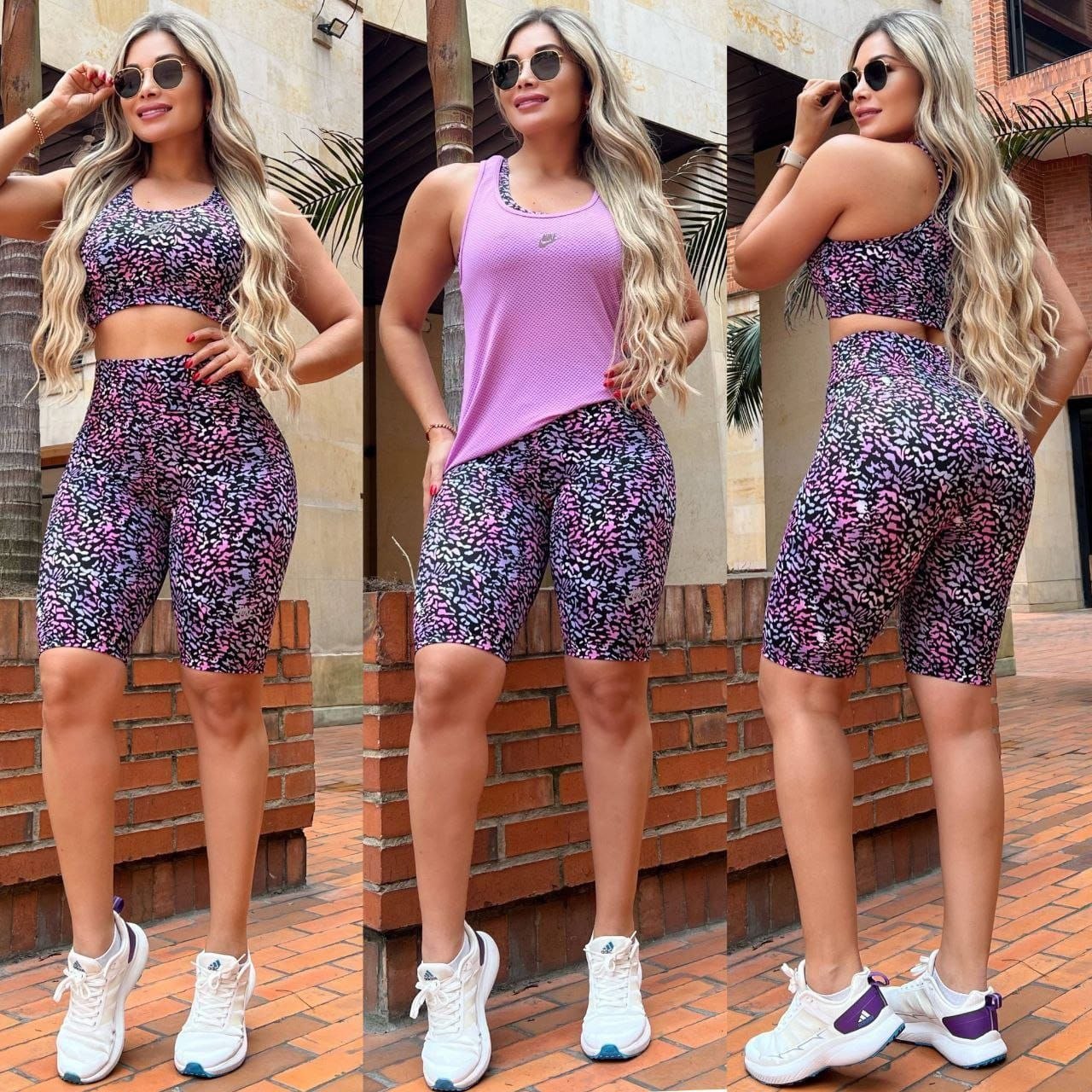 Conjunto 3 Piezas - Biker, Maya y Top en Nylon Ref: 4030