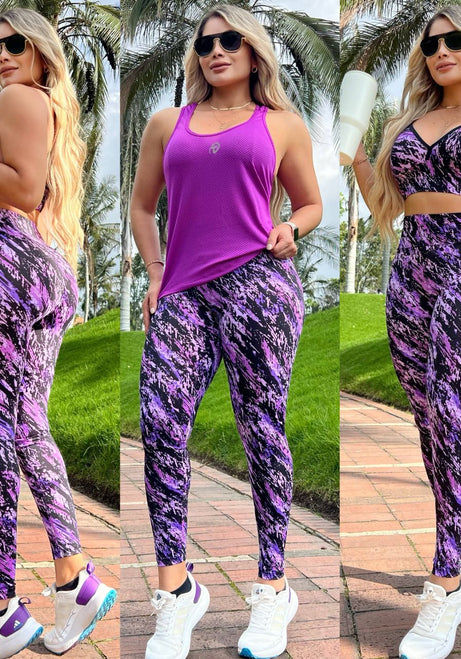 Conjunto 3 Piezas - Leggings, Top en Lycra Nylon y Esqueleto en Tela Capriti Ref: 5035
