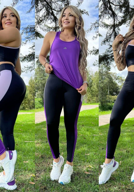 Conjunto 3 Piezas en Licra - Leggins, Top y Esqueleto Ref: 4025