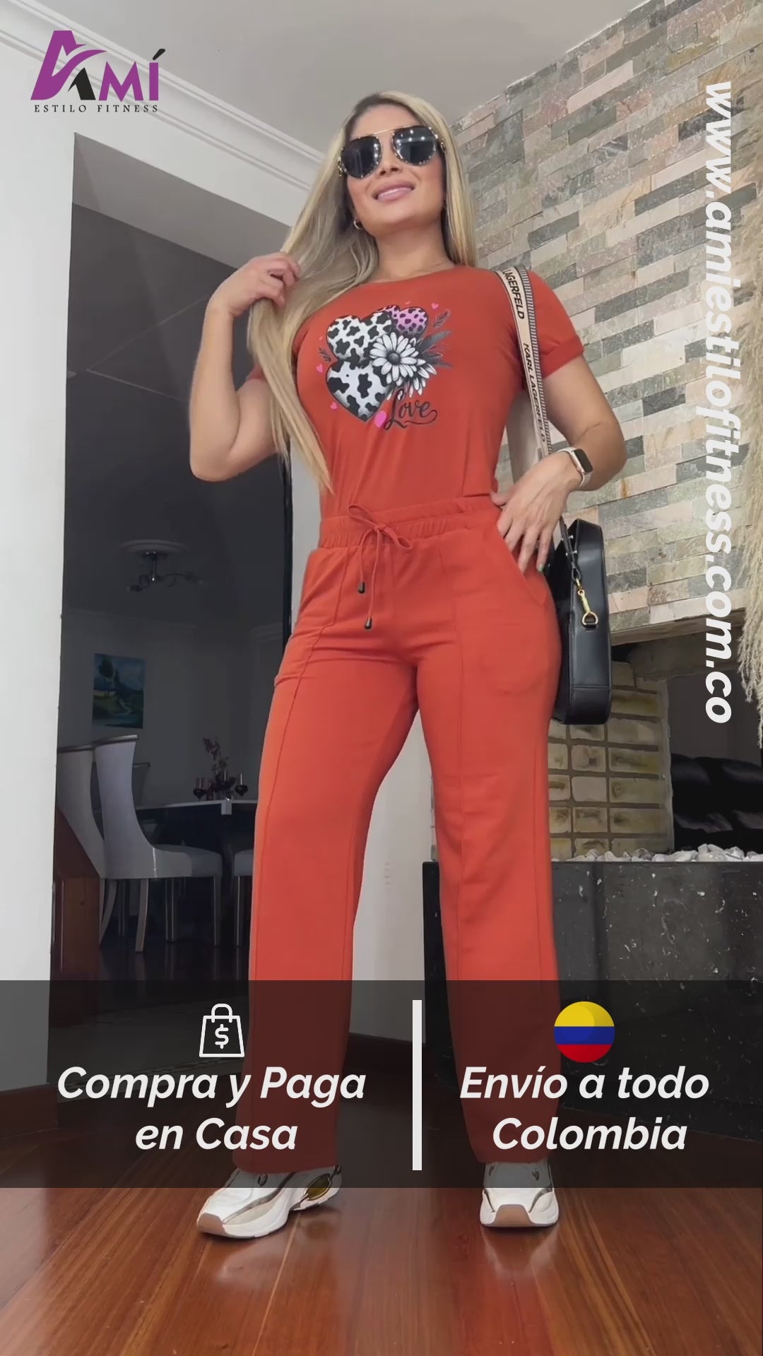 Conjunto 2 Piezas - Pantalón en Burda y Blusa Algodón Licrado Ref: 450