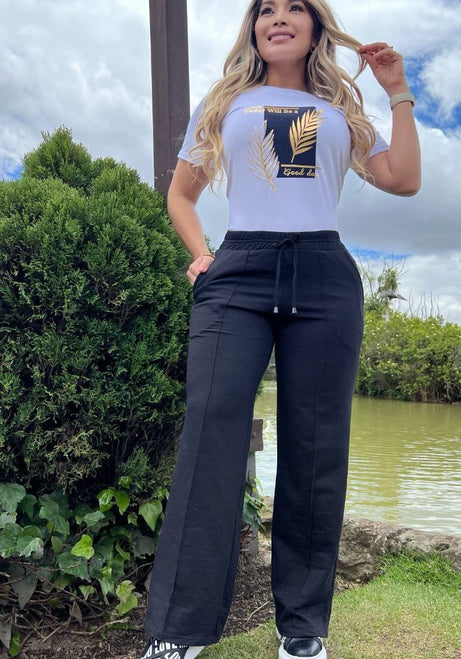 Conjunto 2 Piezas - Pantalón en Burda y Camiseta en Algodón Ref: 10-02