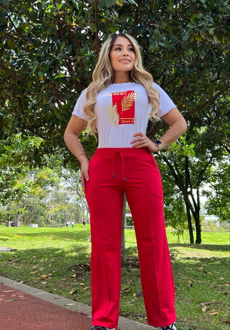 Conjunto 2 Piezas - Pantalón en Burda y Camiseta en Algodón Ref: 10-02