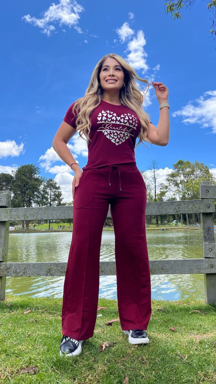 Conjunto 2 Piezas – Pantalón en Burda y Camiseta en Algodón Ref: 10-04