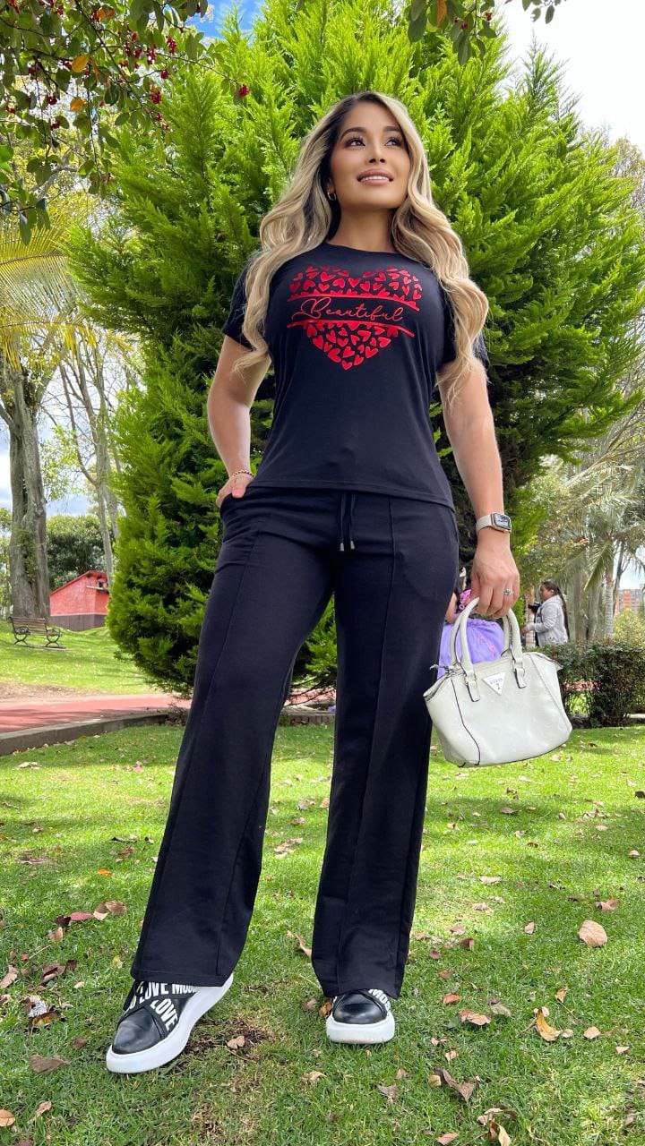 Conjunto 2 Piezas – Pantalón en Burda y Camiseta en Algodón Ref: 10-04