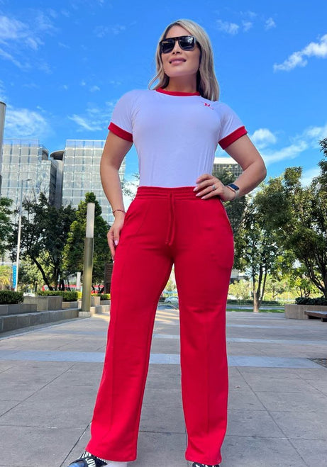 Conjunto 2 Piezas - Pantalón en Burda y Camiseta en Algodón con Logo Bordado Ref: 800