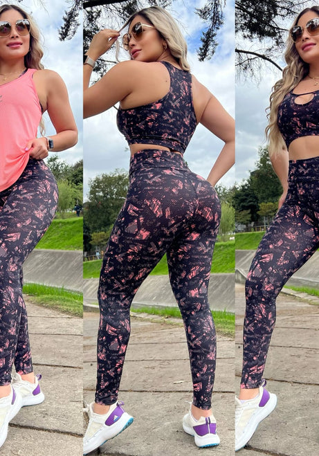 Conjunto 3 Piezas - Leggings, Top en Lycra Nylon y Esqueleto en Tela Capriti Ref: 5035