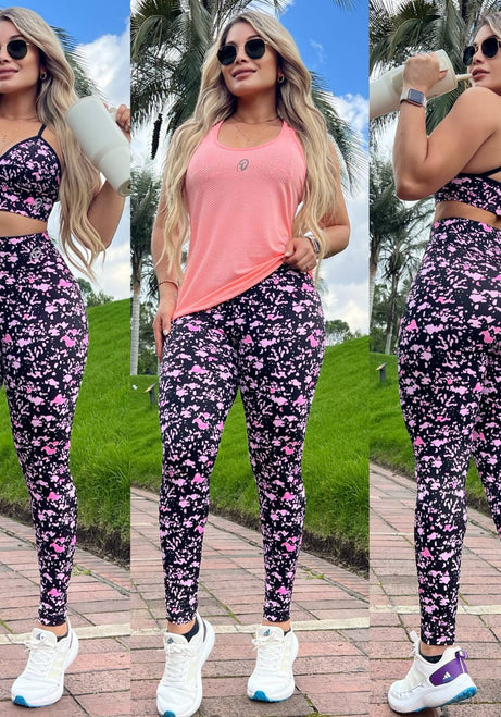 Conjunto 3 Piezas - Leggings, Top en Lycra Nylon y Esqueleto en Tela Capriti Ref: 5035