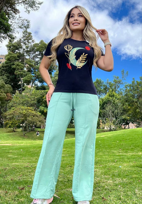 Conjunto 2 Piezas - Pantalón en Burda y Camiseta en Algodón Ref: 10-03