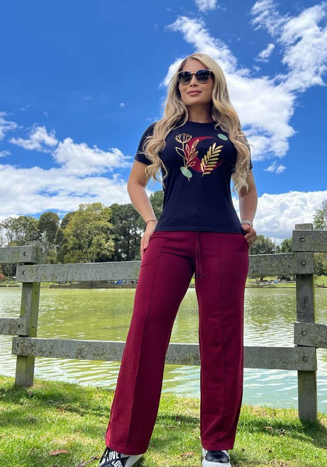 Conjunto 2 Piezas - Pantalón en Burda y Camiseta en Algodón Ref: 10-03