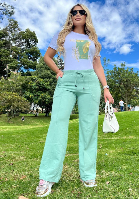 Conjunto 2 Piezas - Pantalón en Burda y Camiseta en Algodón Ref: 10-02